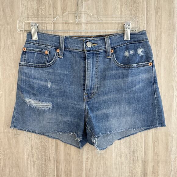 Levi’s Cutoff Denim Shorts Women’s Size 27 Blue 2" Inseam Pockets Shortie Bootie - Picture 1 of 12